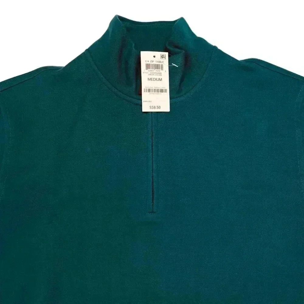 Tasso Elba 1/4 Zip Teal Green Cotton Blend Size Medium - Picture 3 of 11